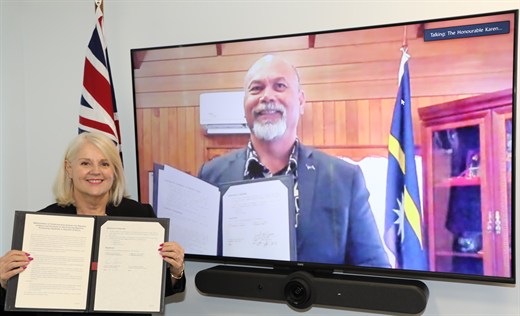 Photo Of MOU Signing - Hon Karen Andrews And HE Lionel Aingimea